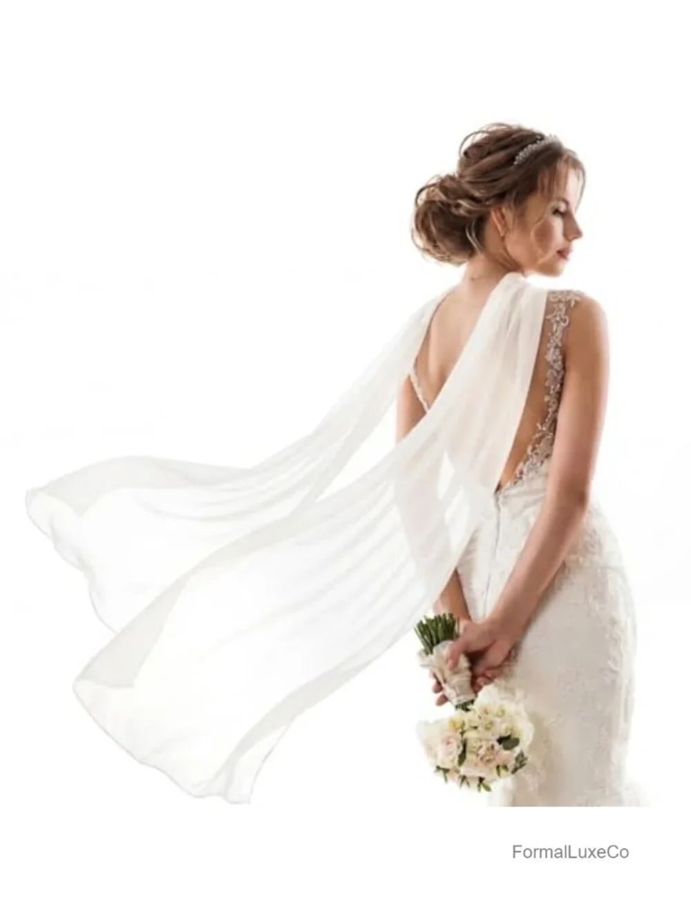 Bridal Neck Scarf Wedding Chiffon Shawl Tulle Bride Neck Wrap Evening Ceremony
